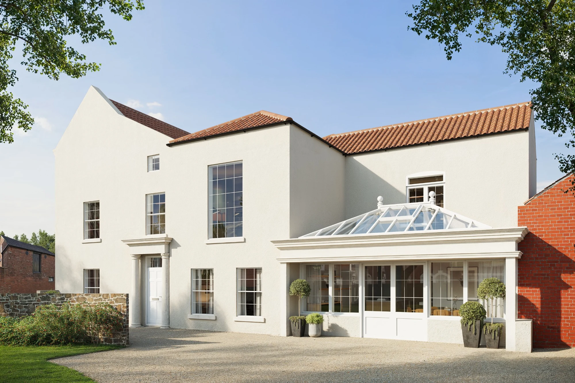 Garden elevation of No. 3 Wharf House